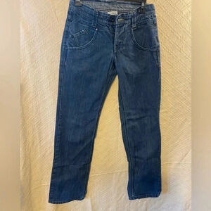 Zara womens Button Fly jeans blue denim size 30 (10)